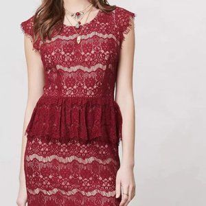 Anthropologie Maeve Elsa Lace Peplum Dress